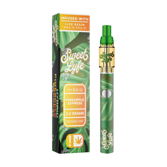 Sweet Lyfe 2.5ml Disposable Vape Pen Infused with Live Resin HHC-P+THC-P - Pineapple Express - Hybrid