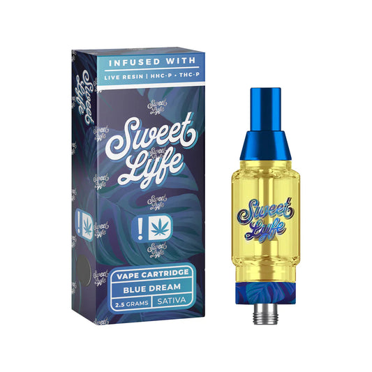 Sweet Lyfe 2.5ml Vape Cartridges Infused with Live Resin HHC-P+THC-P - Blue Dream - Sativa