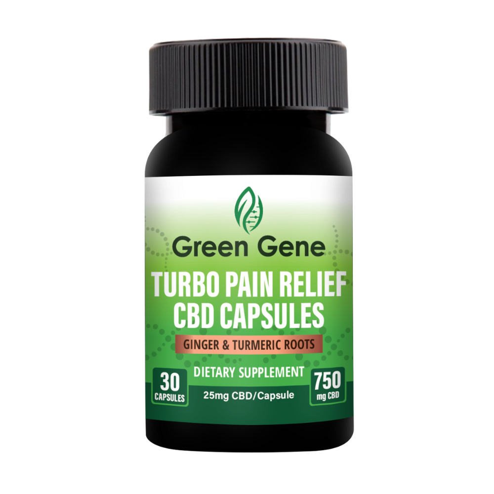 Turbo Pain Relief CBD Capsules W/ Ginger & Turmeric Roots (750MG-1500MG)